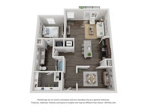 Floor plan for 1 bed, 1 bath, 946 sqft